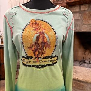 Double D Ranch Green and Orange Long Sleeve